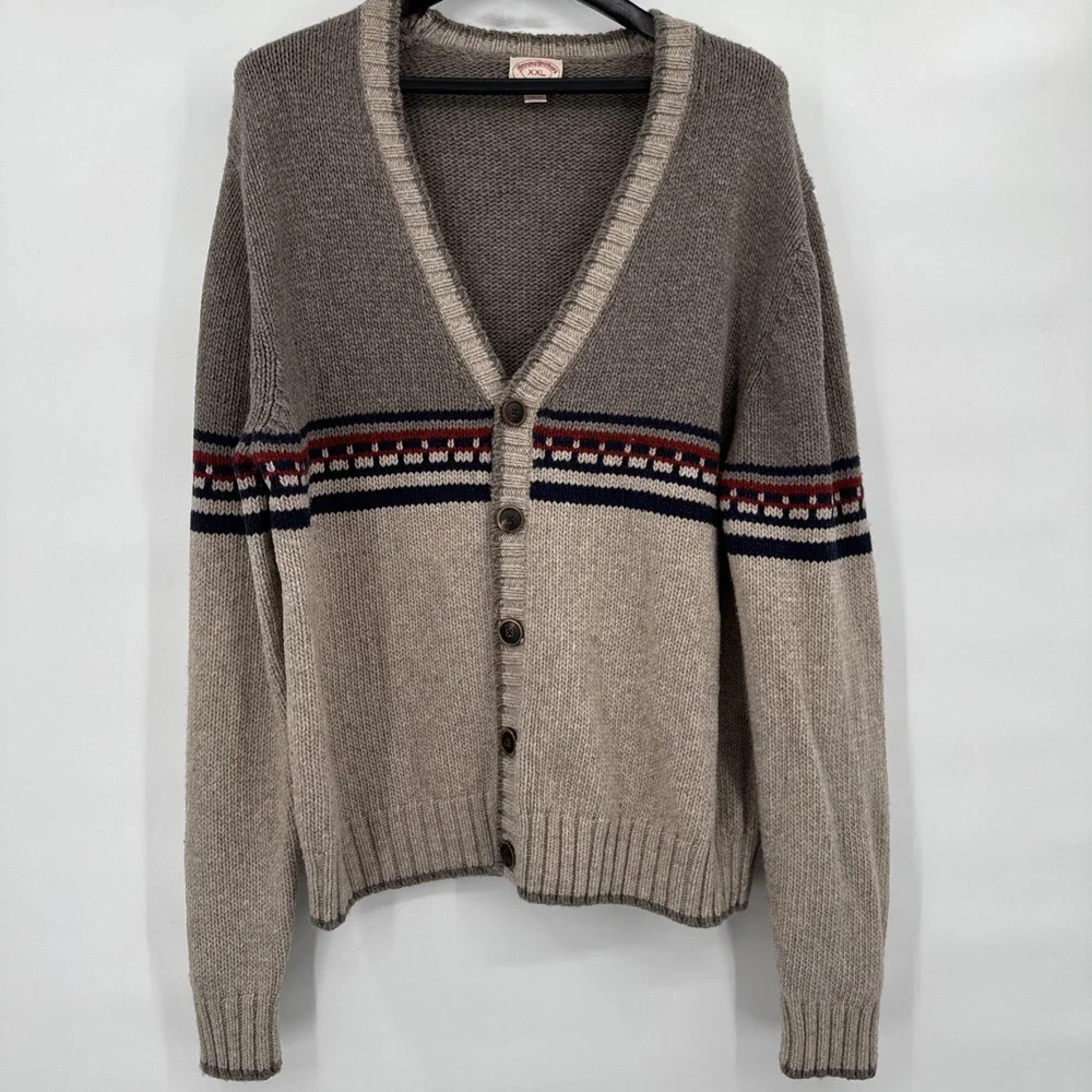 Brooks Brothers Men Sweater Size X Large Letterman‎ Style Cardigan Wool Blend